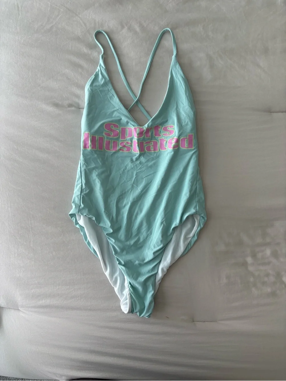 Sports Illustrated Swim Light Aqua One-Piece with Pink Logo